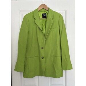 Zara Blazer Jacket Lime Green Oversized Size Medium